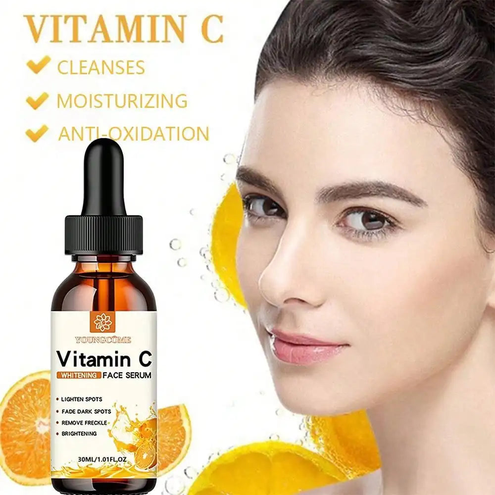 L'essence du visage à la vitamine C contient de l'acide hyaluronique, dissolvant de taches foncées, réparation hydratante, Anti-âge, soins de la peau du visage, 30ml