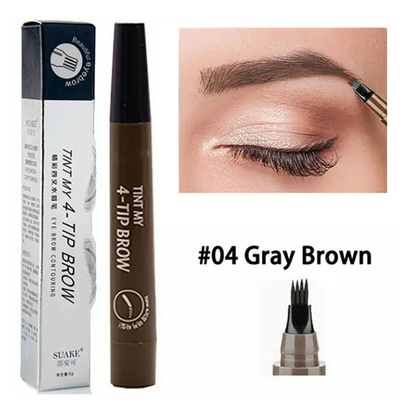 Crayon à sourcils microblading à 4 fourchettes, imperméable, maquillage naturel longue durée, cinq couleurs