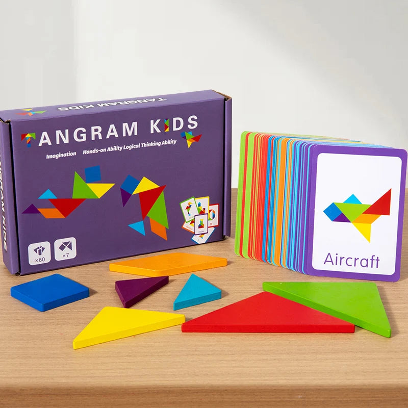Puzzle Tangram 3D en bois, jeu de société, jouet éducatif Montessori pour enfants, outil pédagogique pour l'apprentissage des formes géométriques en maternelle