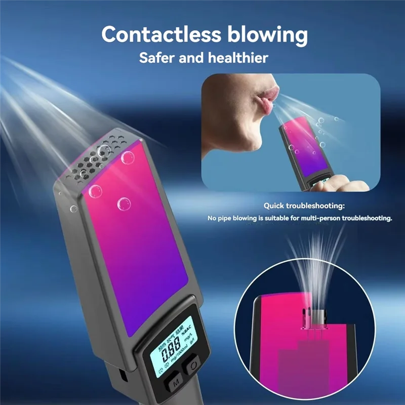 A003 2 en 1 Éthylotest numérique portable avec marteau de sécurité et dispositif anti-retour par souffler