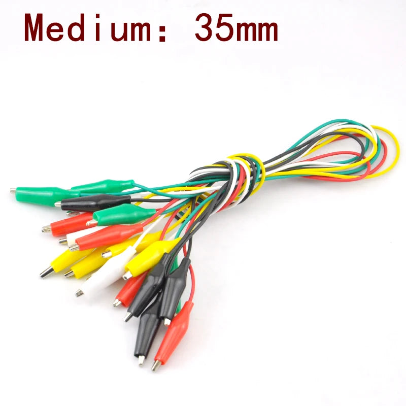 10pcs Colorful Alligator Clips Electric DIY Small Battery Power Cord Sheath Double Head Test Clamp 28mm 35mm 45mm 50cm