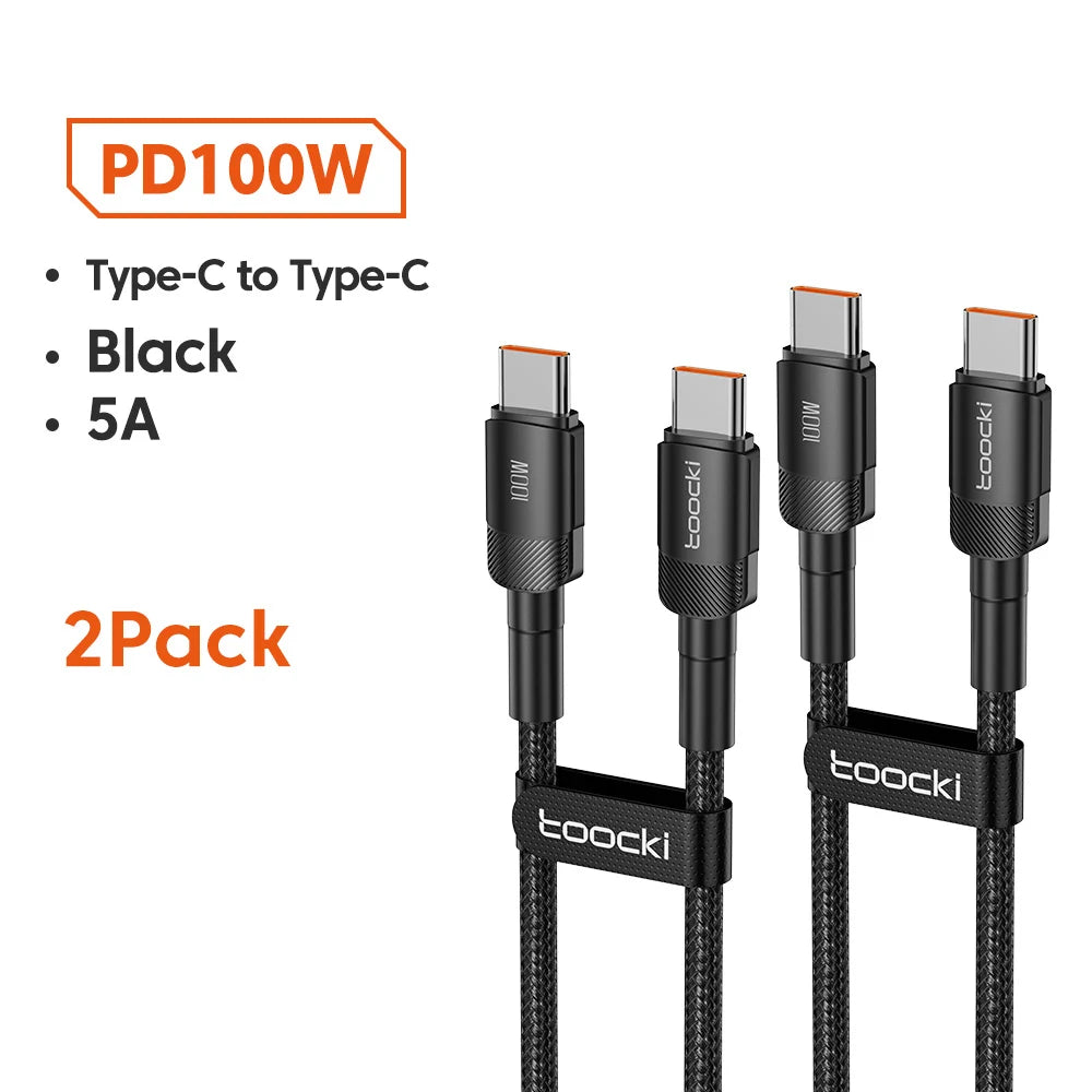 Toocki 100W Type C vers USB C câble PD 3.0 Charge rapide 4.0 Charge rapide Type C vers Type C pour iPhone 15 Macbook Samsung Xiaomi