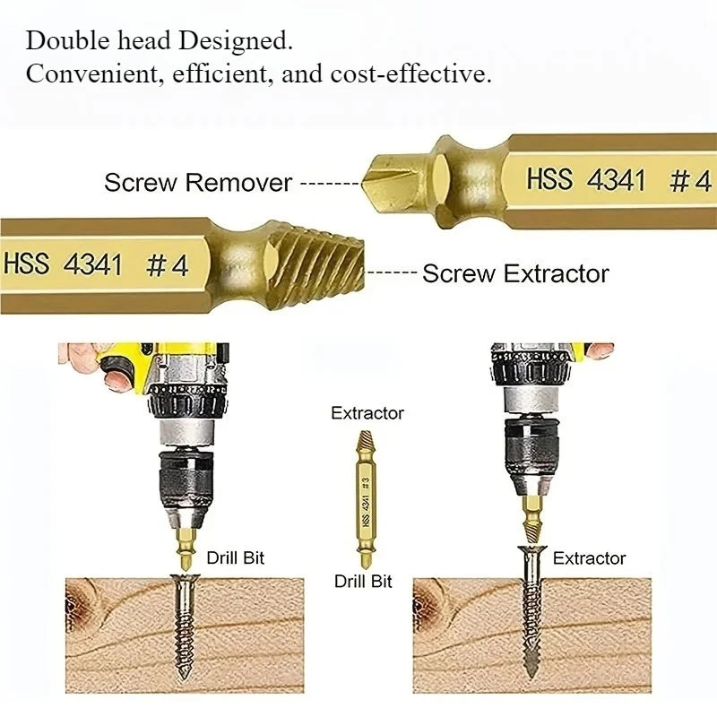 Jeu d'extracteurs de vis endommagés, foret HSS, acier rapide, dissolvant cassé, petit Kit de retrait facile et rapide, outils électriques