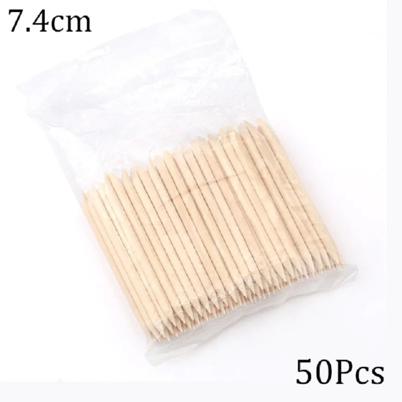 100/50 pièces Bâtonnets en bois d'oranger pour nail art, repousse-cuticules, dissolvant de strass et de points, outils de manucure et pédicure