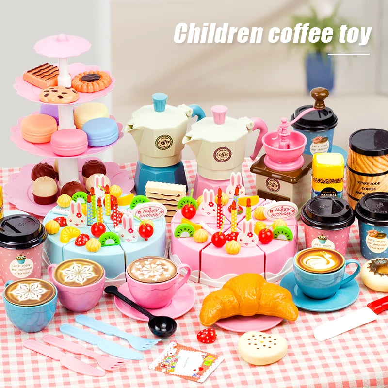 Ensemble de jeu pour enfants : nourriture, thé, cuisine miniature, gâteau à découper, idéal pour les jeux de rôle et les cadeaux d'anniversaire