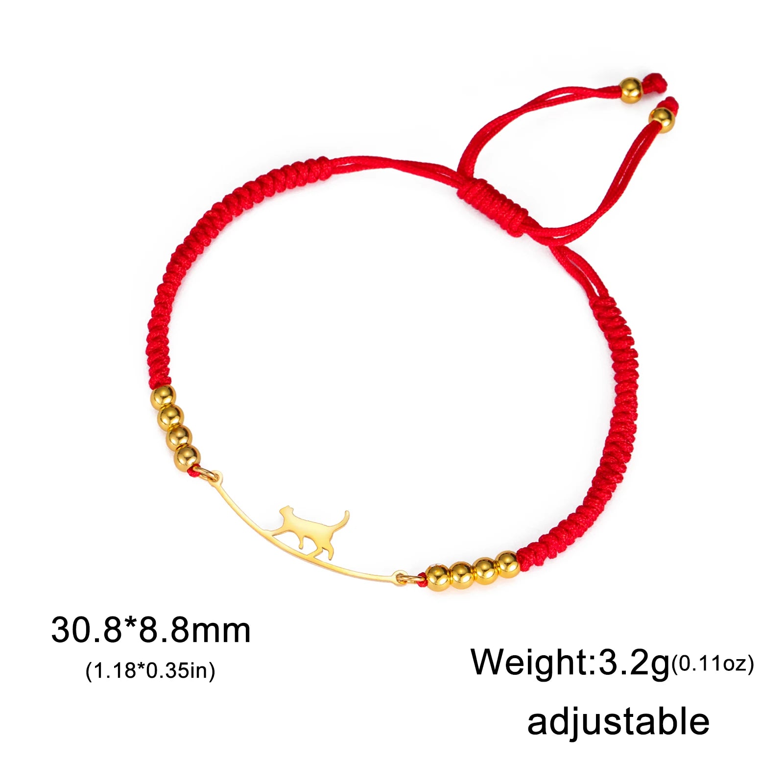 Bracelet Lucktune Chat Mignon en Acier Inoxydable avec Pendentif Animal et Chaîne à Perles - Bijou Tendance Kpop pour Femmes et Hommes - Cadeau Couple