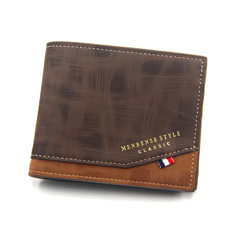 Portefeuille court pour homme, fin et classique, avec porte-monnaie et porte-photo, petit portefeuille masculin, porte-cartes de qualité, portefeuille en cuir givré pour homme