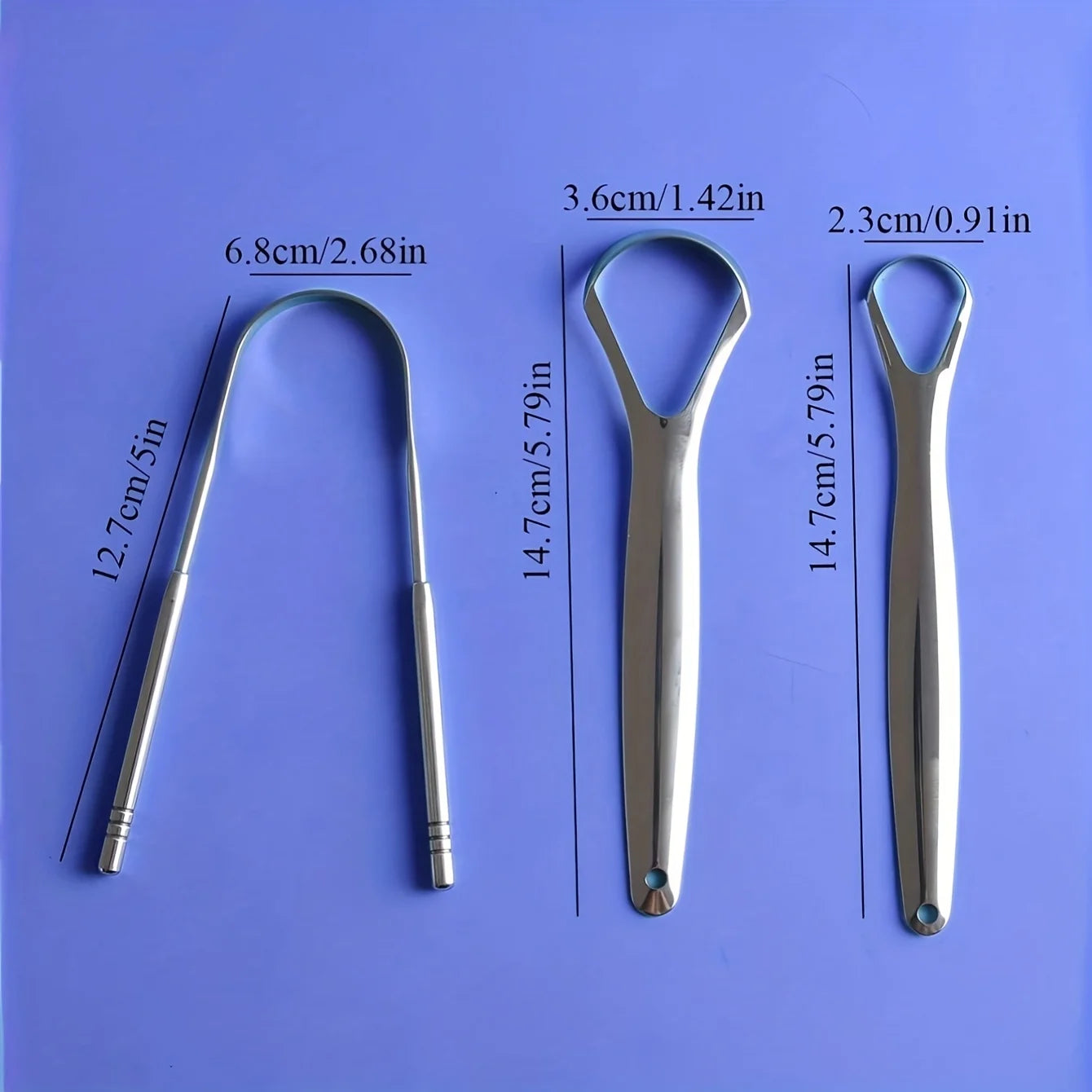 Lot de 3 gratte-langues en acier inoxydable en forme de U, brosse à langue en métal pour une haleine fraîche et un nettoyage efficace, outils d'hygiène buccale