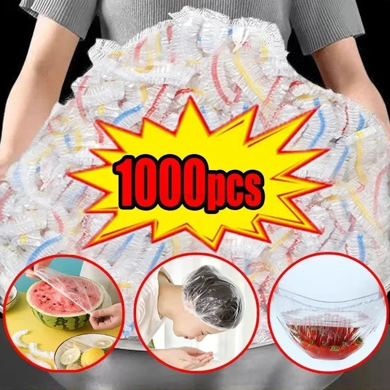 Couvercle alimentaire jetable coloré, couvercle anti-poussière de qualité alimentaire, film plastique élastique, bonnet de douche, couvercle pour aliments aux fruits, sac de conservation frais