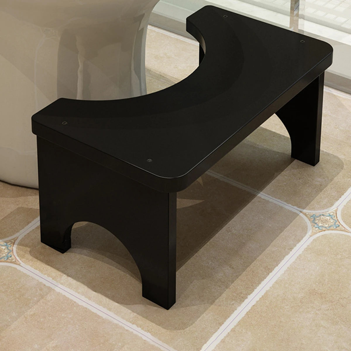 Tabouret de toilette portable robuste en bambou pour adultes, large et stable, facile à utiliser et à nettoyer, design portable
