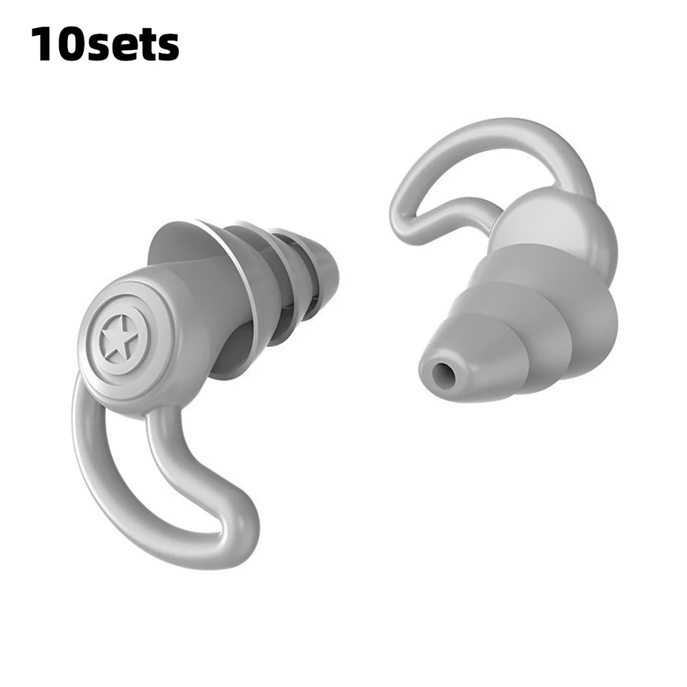Bouchons d'oreilles en silicone HUAK à 3 couches pour travail et natation – Protection contre le bruit en usine, étanches pour piscines, confortables toute la journée