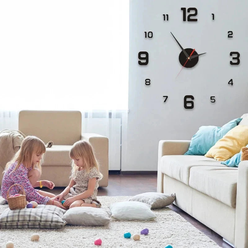 Frameless Modern 3D Wall Clock Mirror Sticker Clock for Home Office Hotel Restaurant School Decoration