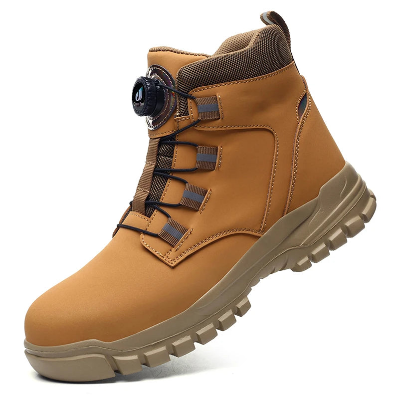 Bottes de sécurité imperméables pour hommes, bottes de travail à bout en acier indestructible, chaussures de sécurité Anti-écrasement et résistantes aux coups de couteau, Botas Para Hombre