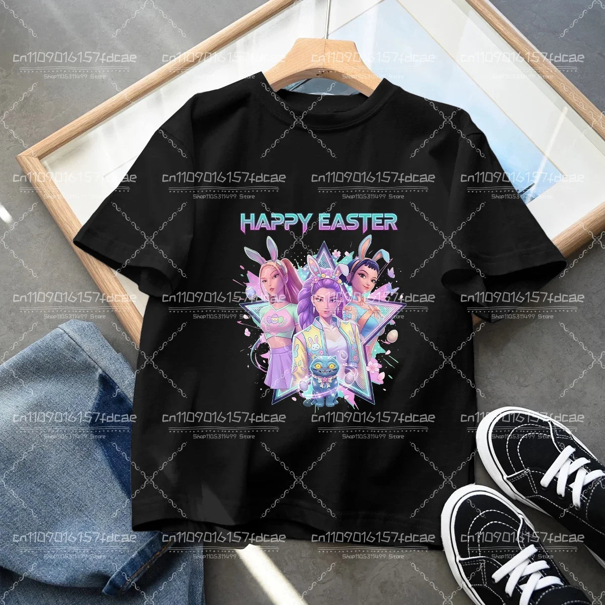T-shirt Fun Huntrix Kpop Demon Hunters 2026 pour garçons et filles fans, cadeau d'été, col rond, manches courtes, t-shirt tendance pour enfants