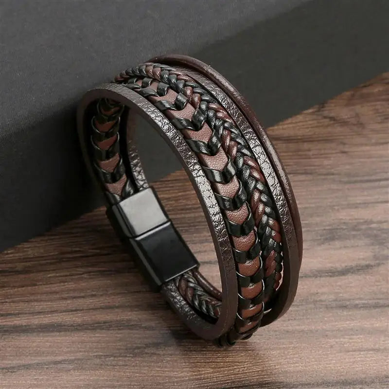 Bracelet en cuir classique pour hommes, nouveau Style, tissé à la main, multicouche, accessoire combiné, mode homme, bijoux, vente en gros, livraison directe