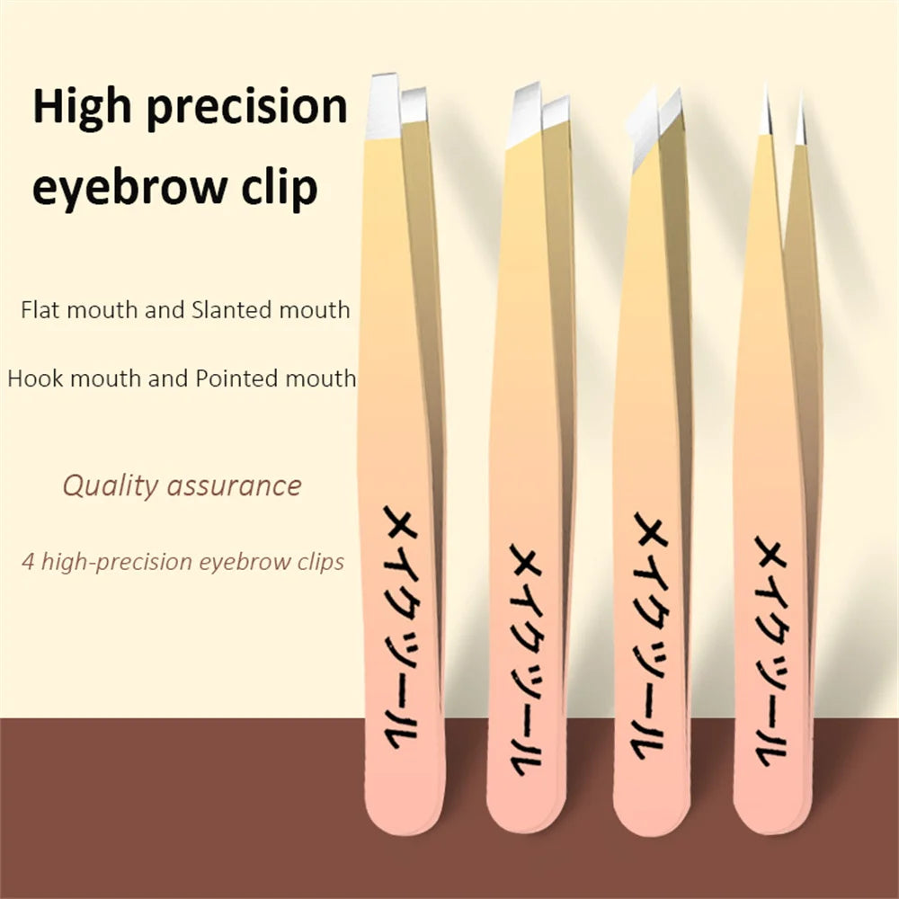 Ensemble de pinces à sourcils Ouriner 4 pièces pinces à sourcils en acier inoxydable ensemble d'outils de beauté professionnels pour la croissance des poils du visage vers l'intérieur