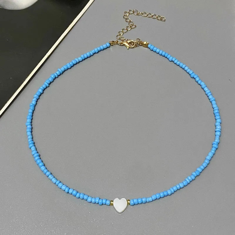 Collier ras du cou en forme de coquillage naturel pour fille, nouveau, mode printemps-été, petites perles de verre colorées, cadeau pour ami, nouvelle collection