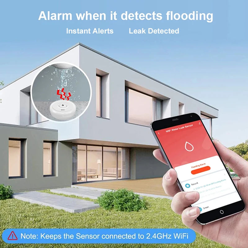 Tuya WiFi capteur d'inondation application Smart Life détection de capteur de fuite d'eau alarme sonore forte liaison alerte Application surveillance à distance