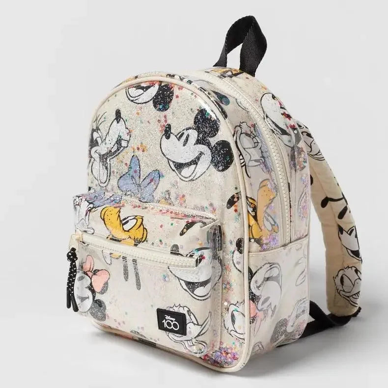 Sac à dos dessin animé Disney Mickey Mouse, sac d'école en toile Minnie pour femmes, sac à dos de grande capacité à la mode
