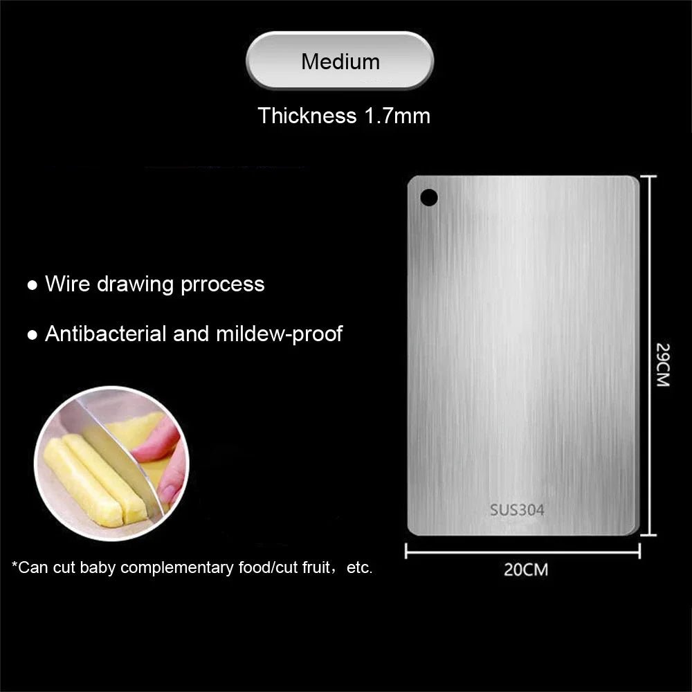 Planche à découper WXCOO 1PCS en acier inoxydable, planche épaisse de cuisine antiadhésive double face pour fruits et viande