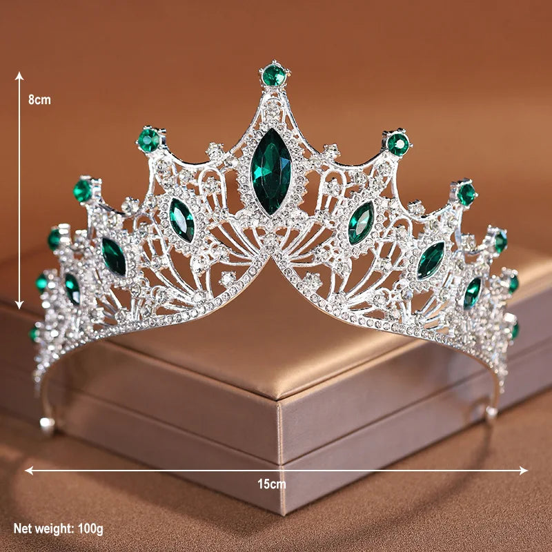 Couronne de mariée en cristal argenté, ornée de strass, idéale pour les mariages et les fêtes