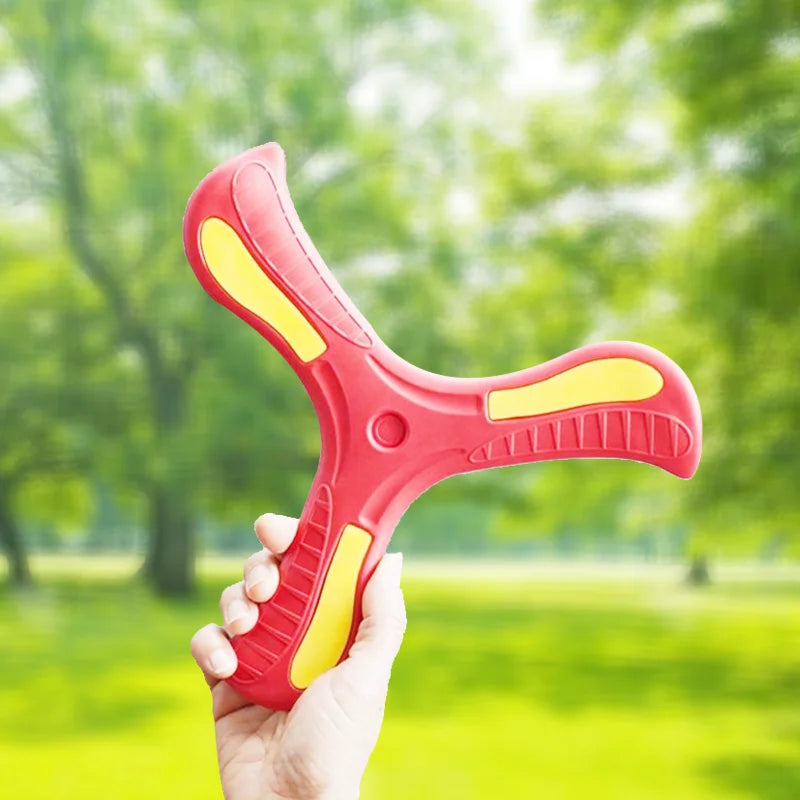 Boomerang souple en forme de croix à trois feuilles pour enfants, disque volant d'extérieur, jouet de sport interactif pour adultes et enfants, idéal pour se détendre et créer des puzzles. Cadeau parfait pour se déconnecter