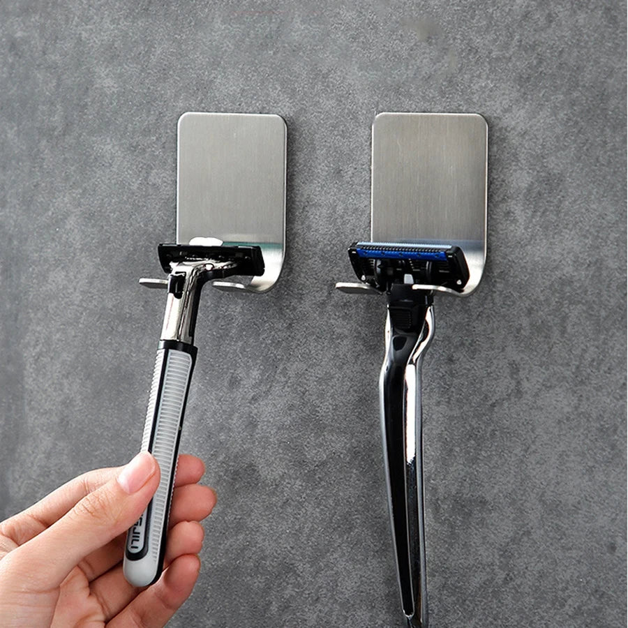 6/2 pièces socle pour rasoir 304 en acier inoxydable hommes rasage rasoir support étagère rasage rasoir support de rangement salle de bain crochet organisateur