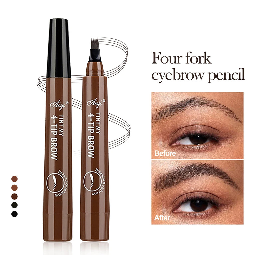 Crayon à sourcils microblading à 4 fourchettes, imperméable, maquillage naturel longue durée, cinq couleurs