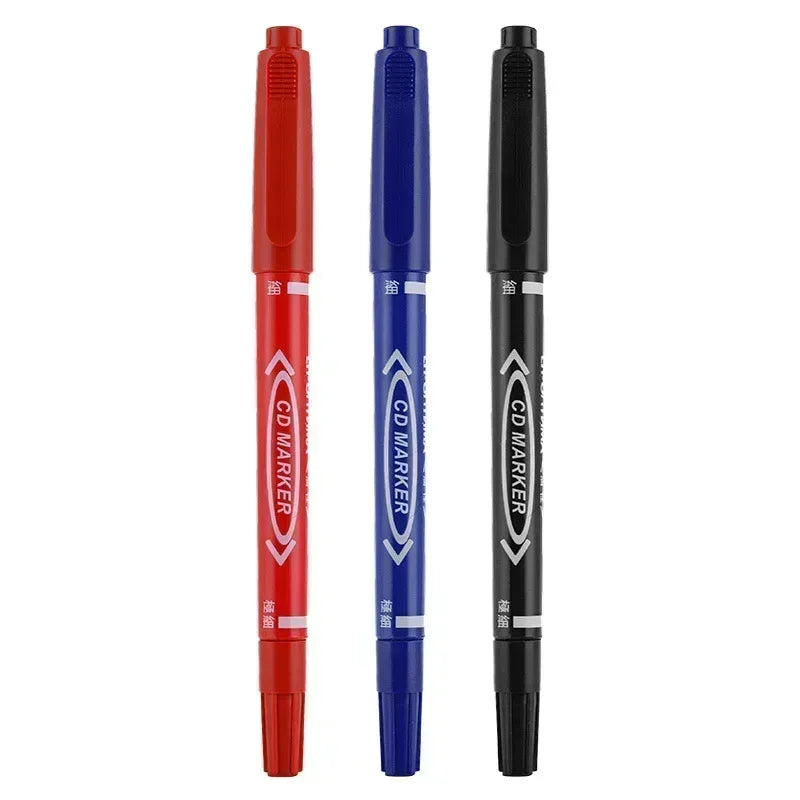 Lot de 5 ou 10 marqueurs permanents à encre noire, bleue et rouge, à double pointe fine. Articles de papeterie pour l'école et le bureau