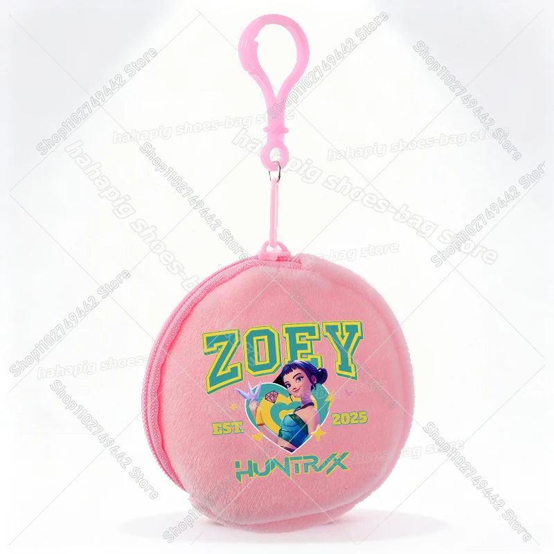 Mini porte-monnaie Kpop Demon Hunters pour fille, pochette ronde, portefeuille à fermeture éclair avec écouteurs et porte-clés, motif Zoey Mira Rumi, pour enfants