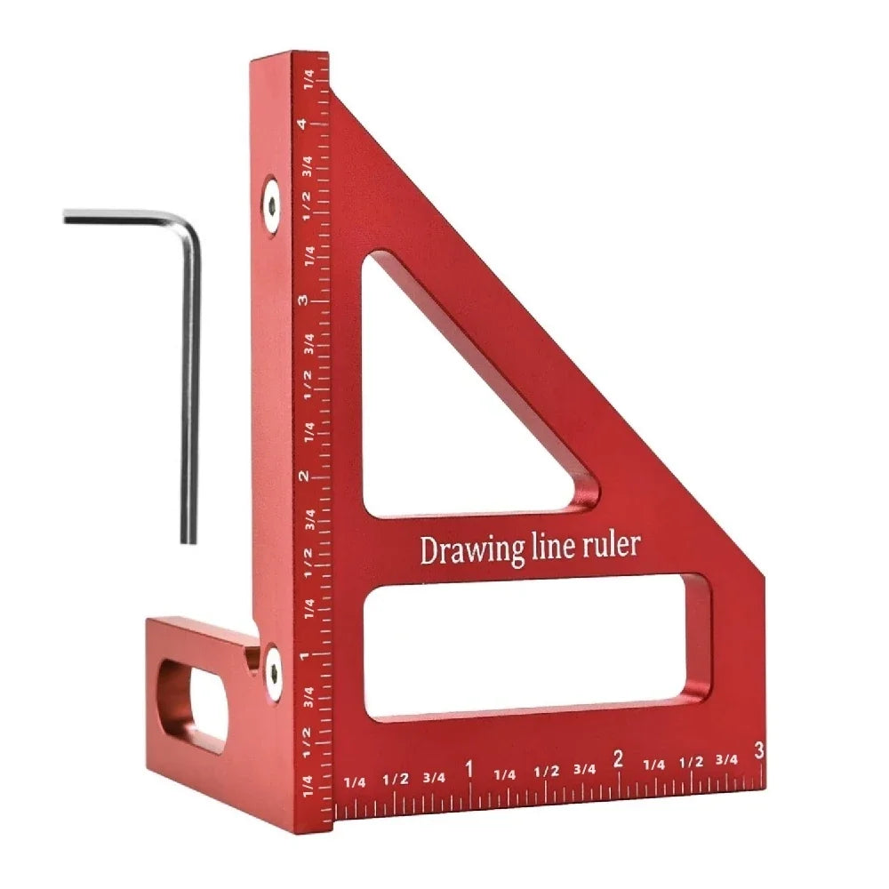 Règle de mesure multi-angle en aluminium 45 ° 90 °, rapporteur carré pour le travail du bois, règle triangulaire à onglet, outil de traçage utilitaire