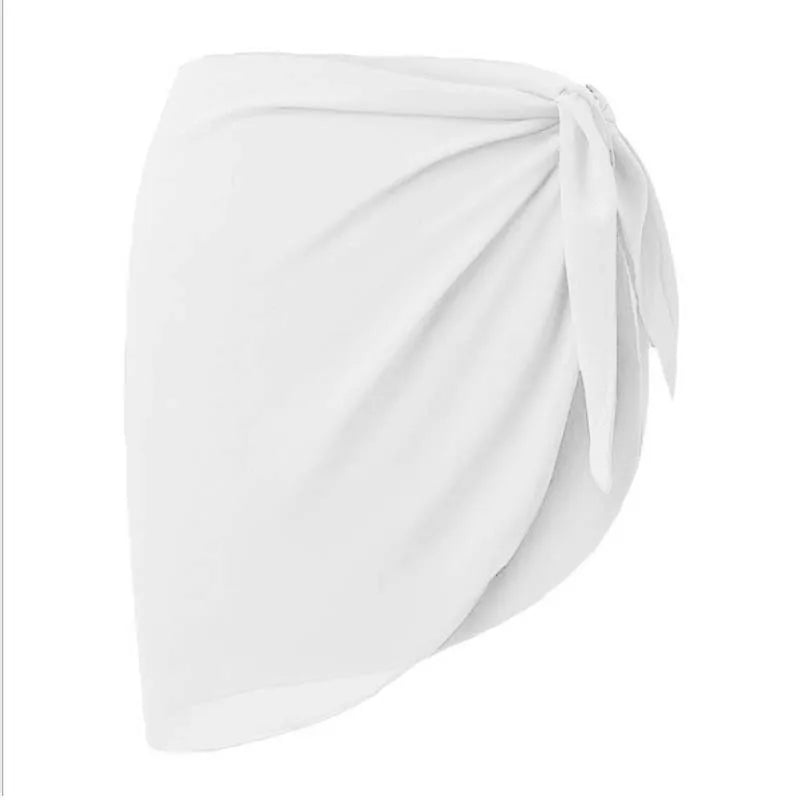 Couverture de maillot de bain courte pour femmes, jupe transparente, écharpe en mousseline de soie, transparente, pour la plage, pour bikini, été