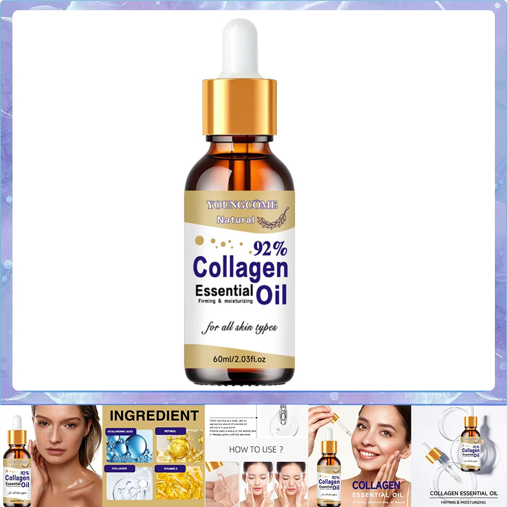 Sérum anti-âge au collagène et aux peptides de collagène pour le visage : éclaircit le teint, atténue les rides et ridules, répare et apaise la peau