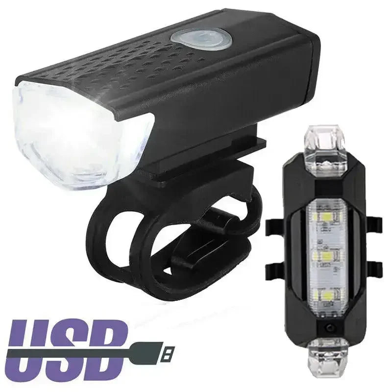 Bike Light Set Front Light with Taillight LED Rechargeable Bicycle Lights 3 Modes Headlight Easy to Install Night Cycling Lamp