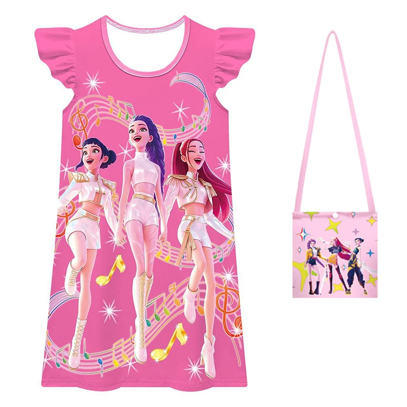 Pyjamas d'été pour enfants Kpop Demon Hunters, robe Zoey, robe de princesse, vêtements de nuit pour filles, pyjamas de fête