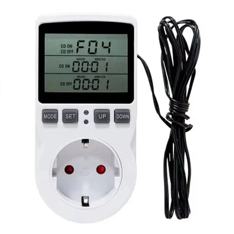 EU Plug Digital Temperature Controller Timer Socket Thermostat With Timer Switch Cooling Heating Temperature Sensor
