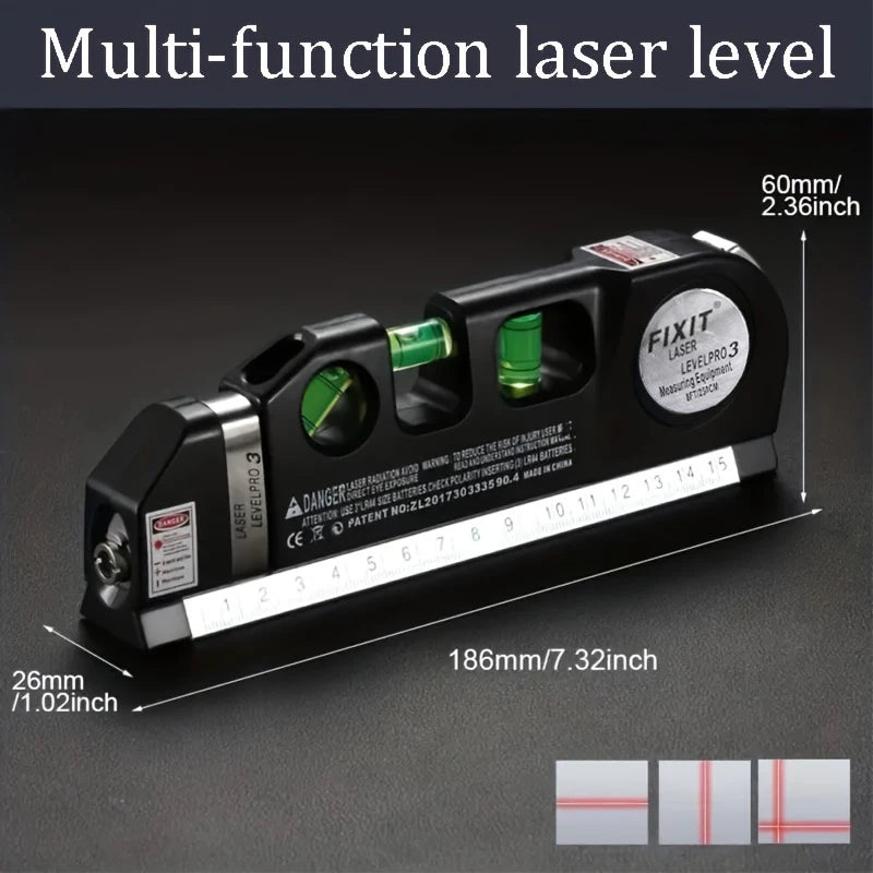 HOMEFISH outil de niveau Laser facile à utiliser, Kit de niveau Laser polyvalent, ligne transversale Standard, règle de ruban à mesurer de 8 pieds
