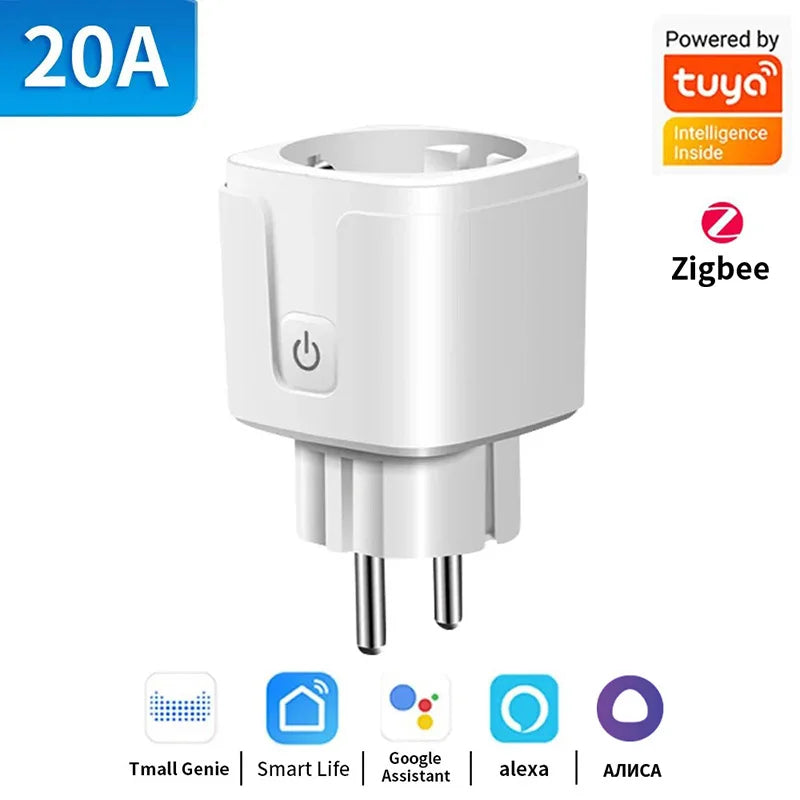 Prise TNCE Tuya EU Zigbee3.0 ou WIFI 16/20A, prise intelligente avec synchronisation du moniteur de puissance, commande vocale fonctionne avec Alexa Alice