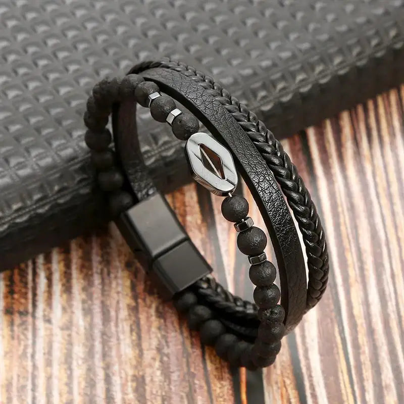 Bracelet en cuir classique pour hommes, nouveau Style, tissé à la main, multicouche, accessoire combiné, mode homme, bijoux, vente en gros, livraison directe