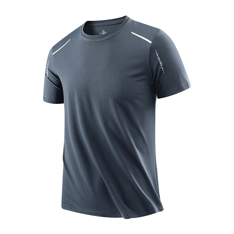 CHRLCK T-shirts de course à séchage rapide pour hommes respirant randonnée pêche T-shirts élasticité douce Sports de plein air chemise courte été