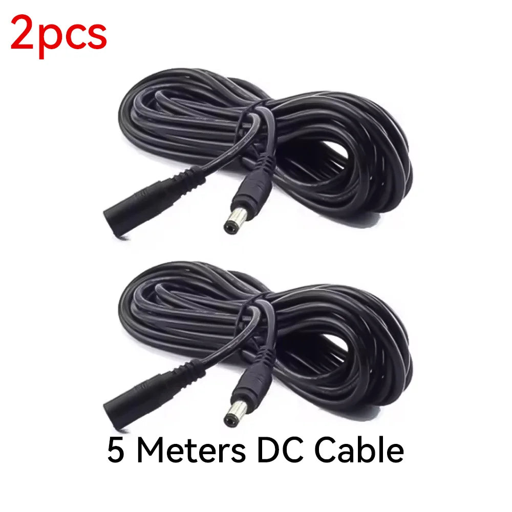Cordon d'alimentation DC12V avec connecteur mâle vers femelle 5,5 x 2,1 mm pour caméra CCTV de sécurité Noir 3M 5M 10M Câble d'alimentation pour caméra IP