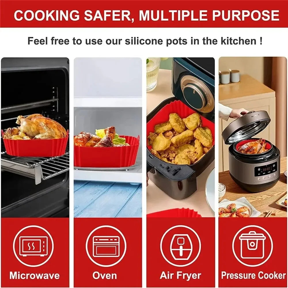 Doublures en Silicone pour friteuse à Air, panier antiadhésif, plateau de cuisson réutilisable, facile à nettoyer, poêle à Pizza, accessoires de cuisine, 1 pièces