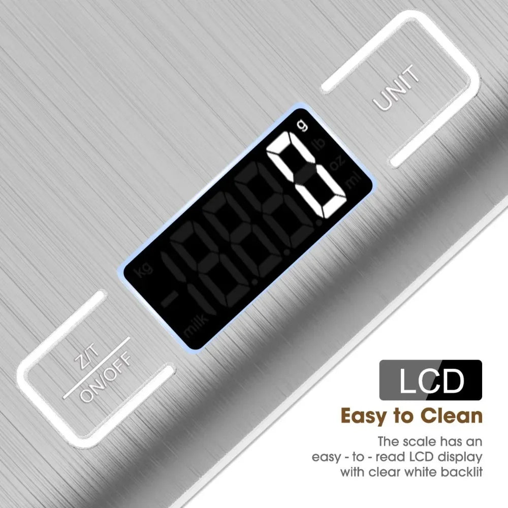 Balance de cuisine 10 kg, balance de cuisine numérique avec fonction de tare, balance électronique de préparation du café, écran LCD en acier inoxydable
