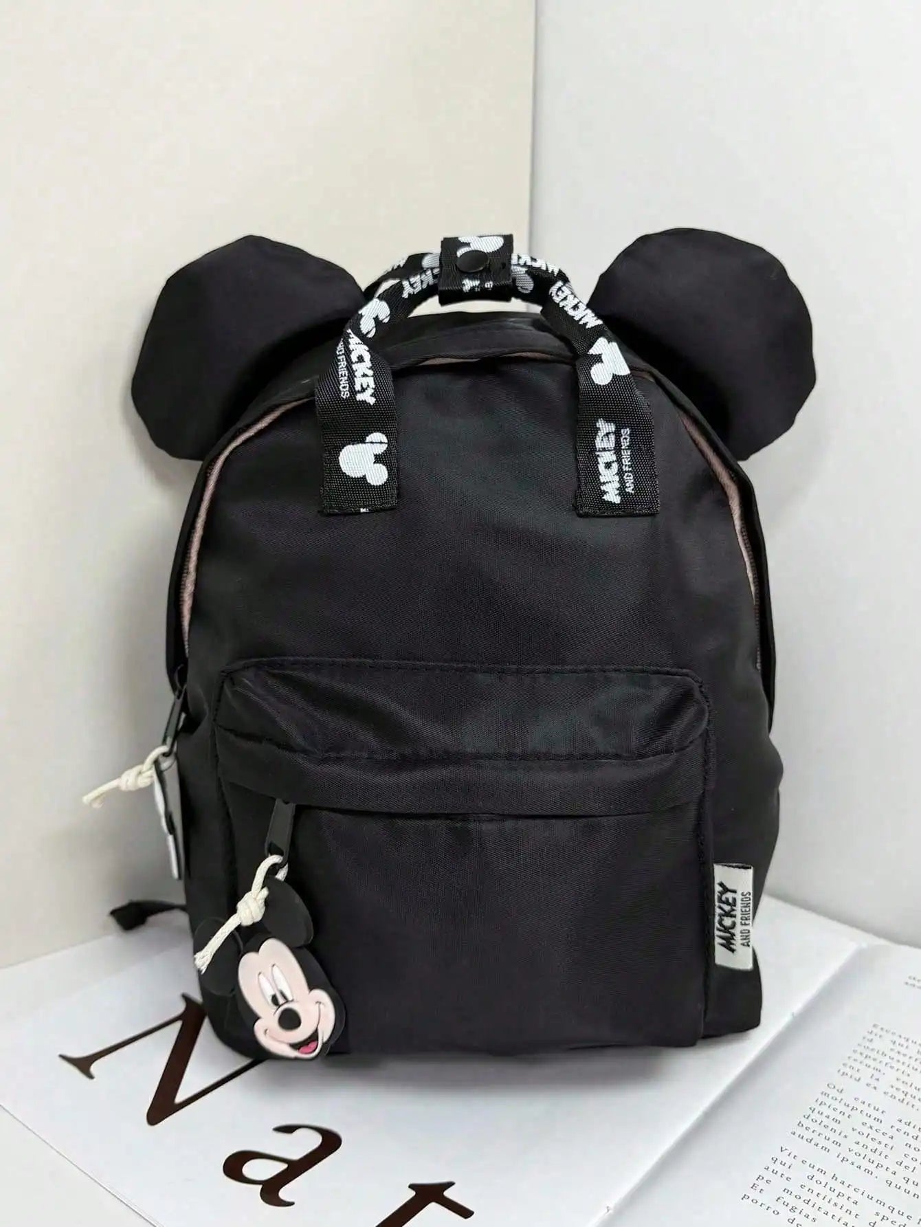 Sac à dos dessin animé Disney Mickey Mouse, sac d'école en toile Minnie pour femmes, sac à dos de grande capacité à la mode