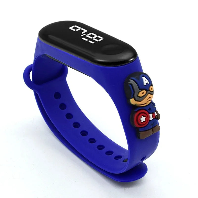Montre enfant Marvel à motif dessin animé, montre électronique numérique à affichage LED, étanche, cadeau idéal pour les fêtes