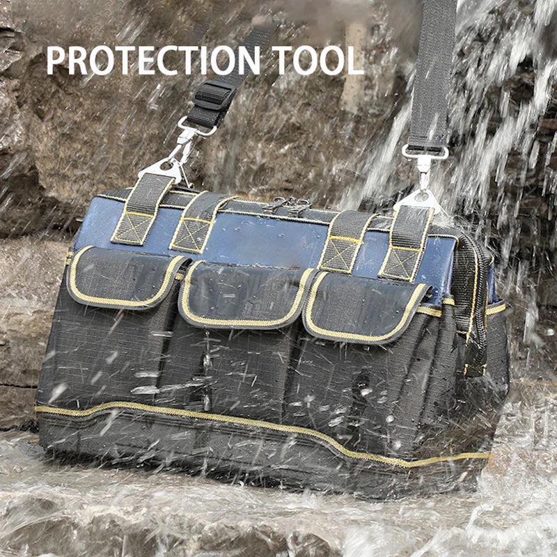 Sac à outils multifonctionnel grande capacité en toile Oxford imperméable et résistante à l'usure, idéal pour la réparation et le rangement d'outils