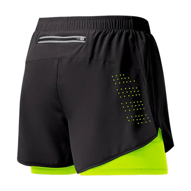 Short de course pour hommes séchage rapide Fitness noir Double couche Shorts hommes nouveau Sport entraînement musculation pantalon court