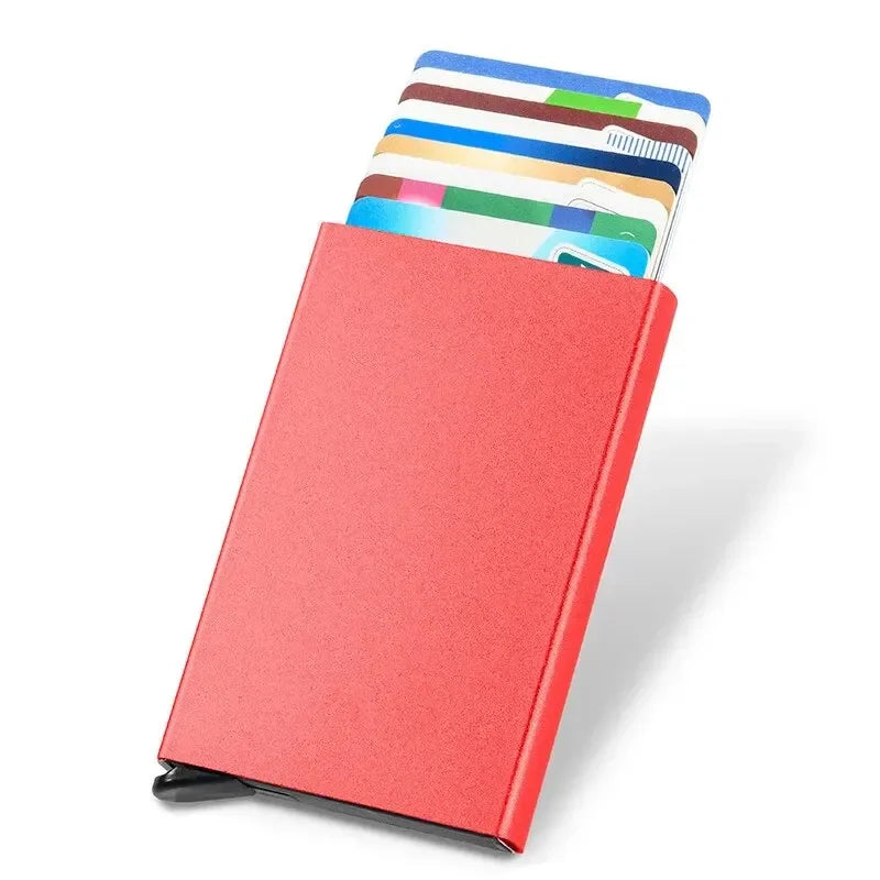 Hommes ID crédit porte carte bancaire portefeuille Anti Rfid intelligent Anti Rfid blocage protégé magique Pop Up mince petit argent portefeuilles étui