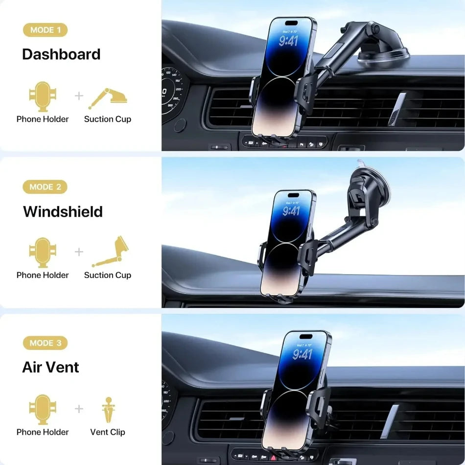 Support de téléphone portable pour pare-brise de voiture à 360 °, Support de téléphone portable pour tableau de bord de voiture, ventouse universelle pour iPhone 16 15 14 Samsung Xiaomi