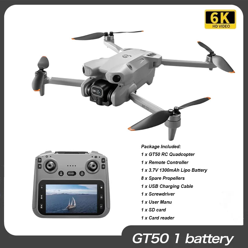 Nouveau drone GT50 original 8K Wi-Fi GPS professionnel HD pour la photographie aérienne, drone télécommandé avec double caméra HD, quadricoptère jouet UAV